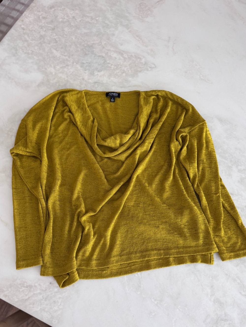 Jones New York Cowl Neck Knit Top - Mustard